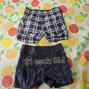 Plaid and Solid Navy Kids Shorts